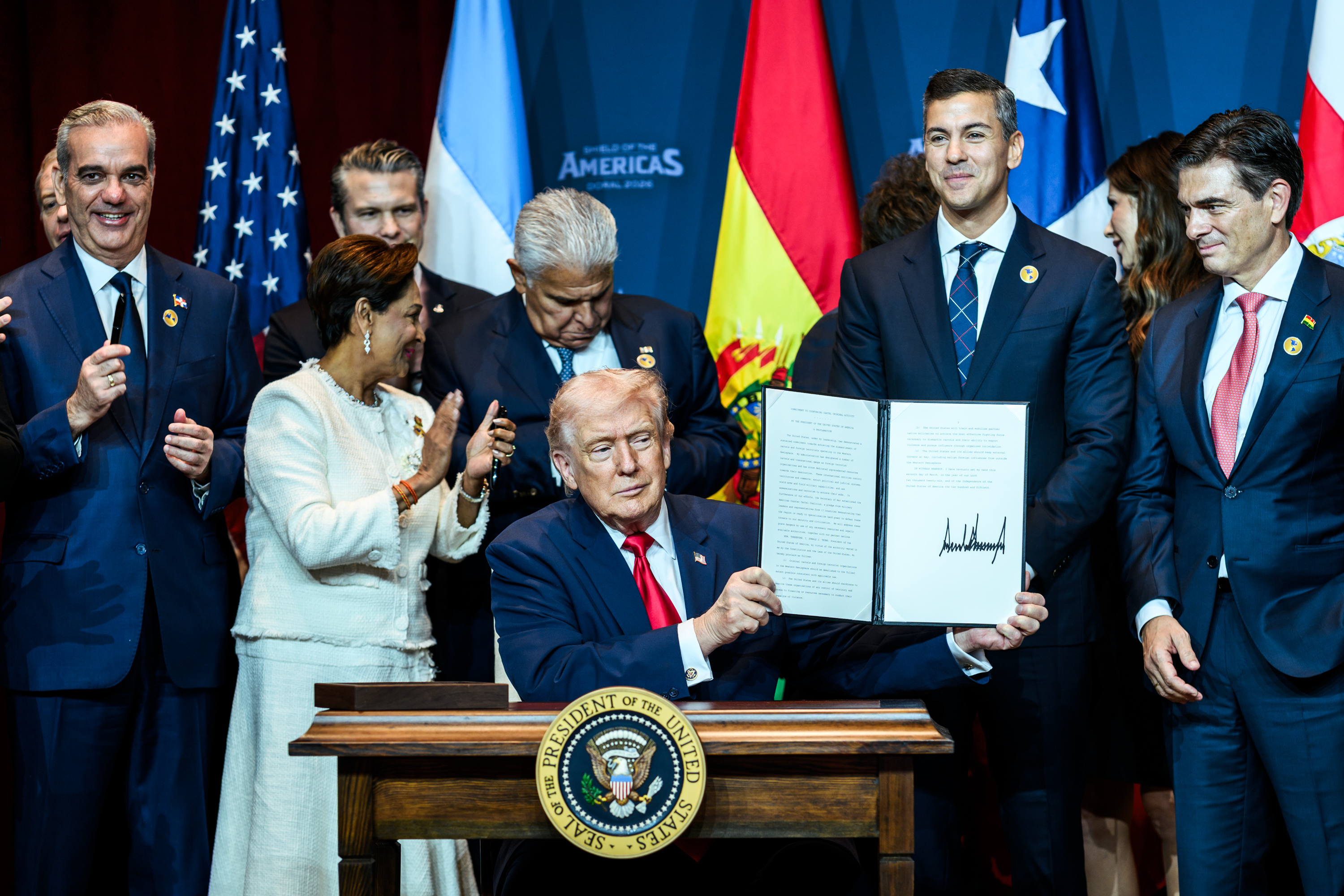 Donald Trump no encontro do Escudo das Américas: Official White House Photo / Molly Riley|Donald Trump no encontro do Escudo das Américas